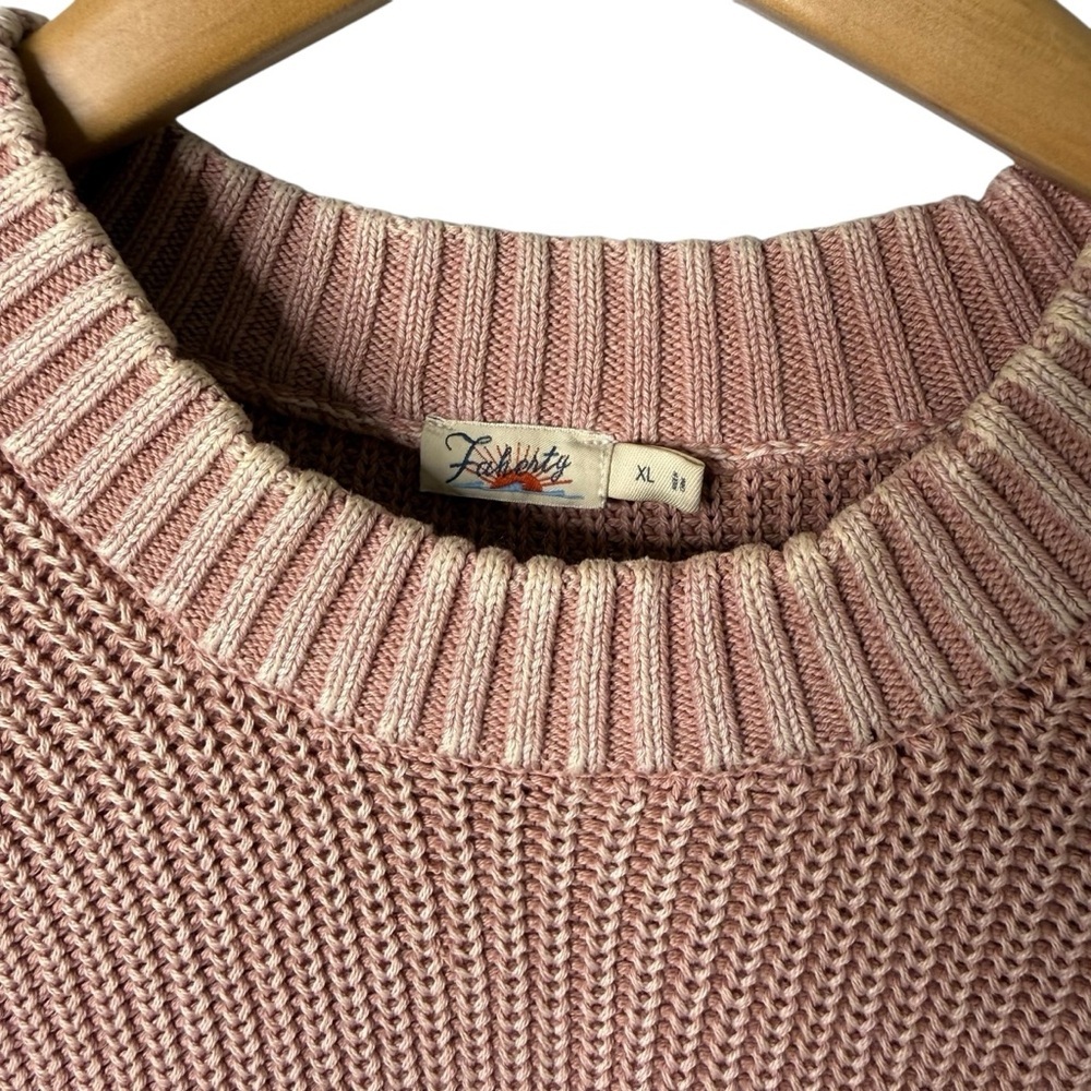 Faherty Sunwashed Fisherman Sweater Mahogany Rose Size XL Organic Cotton - Picture 3 of 6